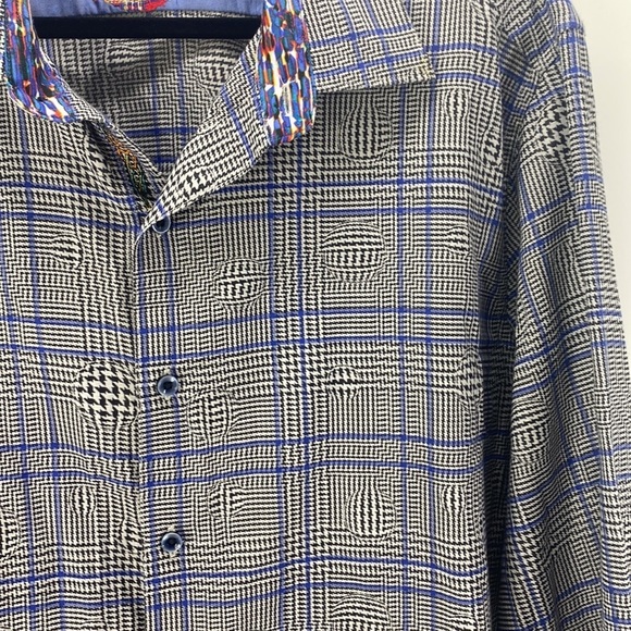 Robert Graham bold print button down purple black - Picture 4 of 8